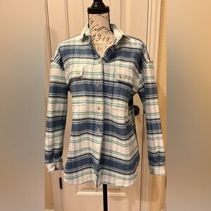 Lucky Brand Blue and White Plaid Shacket! Excellent Condition, Never Worn!